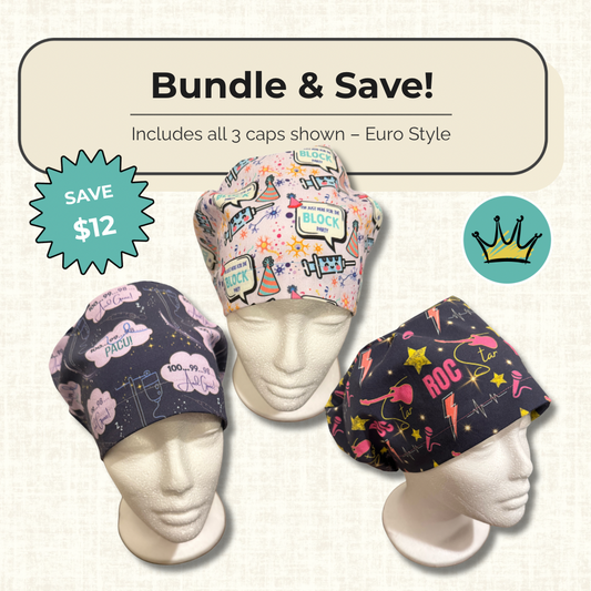 Anesthesia Scrub Cap Bundle – Set of 3 | Euro Style